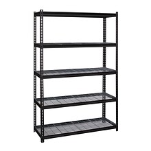 Iron Horse 2300 lb. Wire Rivet Series 5-Shelf Metal/Wire Deck Shelving Unit, 48W, Black (22131)