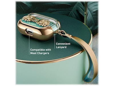 i-Blason Duchess Case for Apple AirPods Pro, Green (AirPodsPro2019-Duchess-Gold)