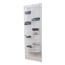 Simplify Over the Door Shoe Caddy, 26 Pocket, Crystal Clear (26369)