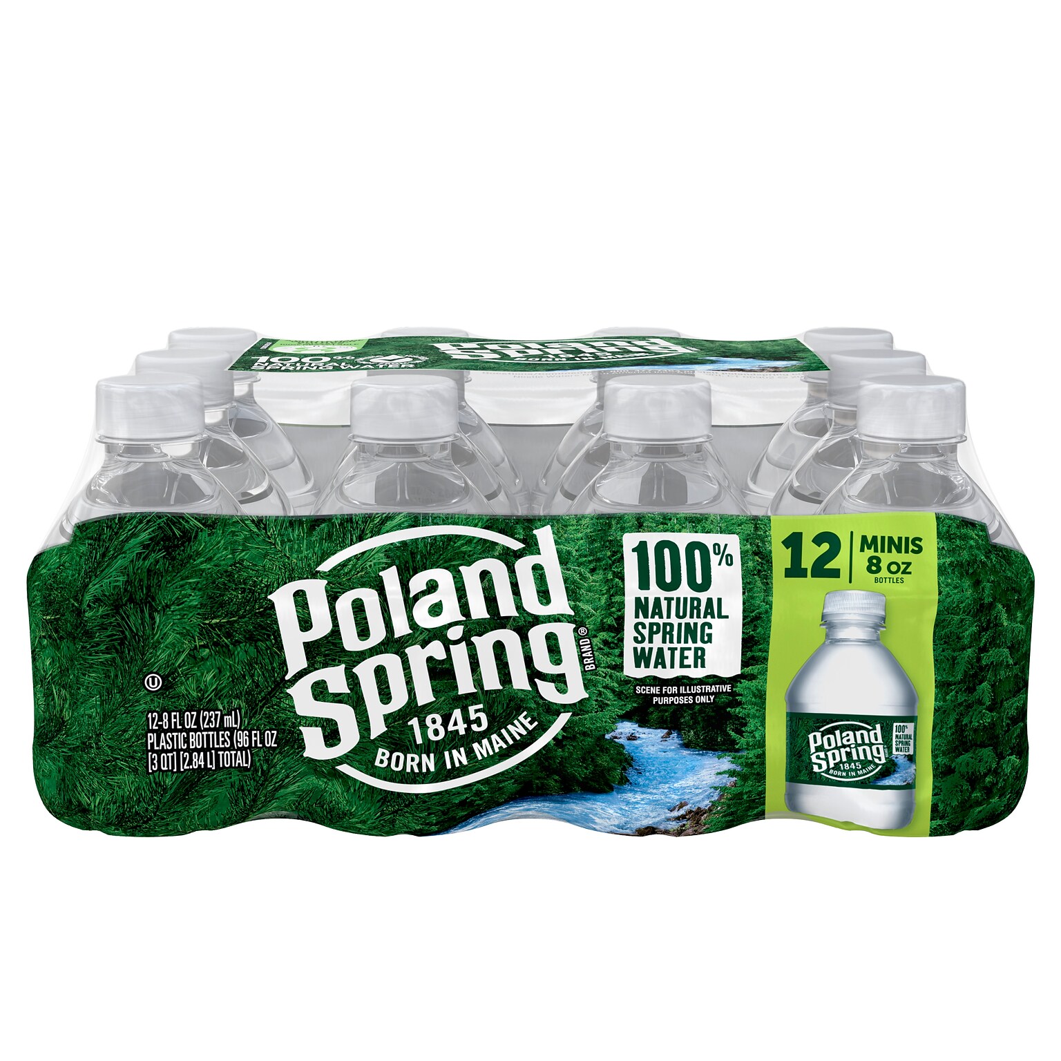 Poland Spring 100% Natural Spring Water, Regular Flavor, 8 oz. Mini Plastic Bottles, 48/Carton (100987)