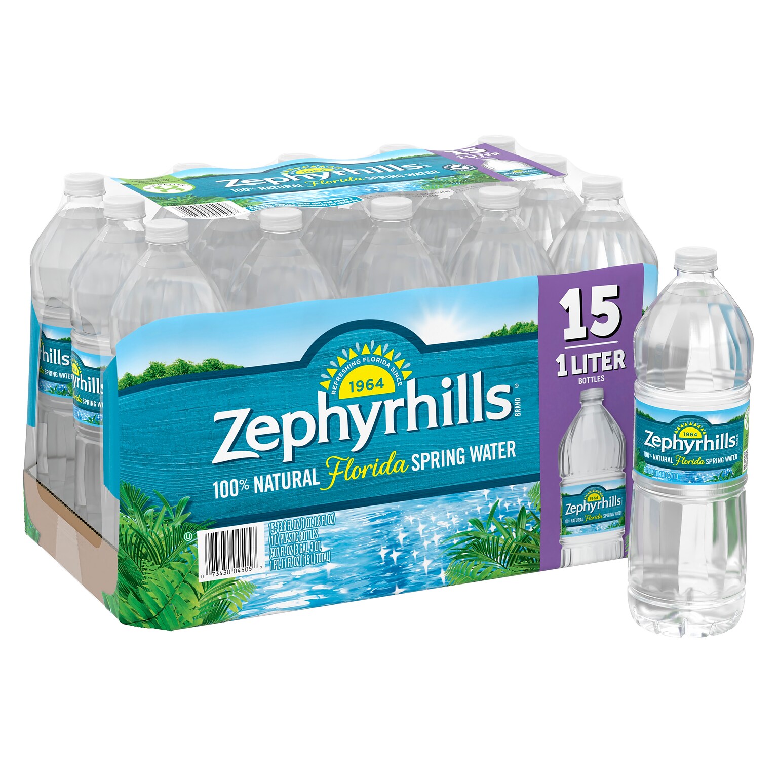 Zephyrhills 100% Natural Spring Water, Regular Flavor, 33.8 oz. Plastic Bottles, 15/Carton (11475332)