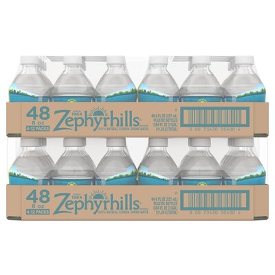 Zephyrhills 100% Natural Spring Water, 8-Ounce Mini Plastic Bottles, 48/Pack (11475286)