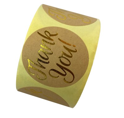 Great Papers! Foil Thank You Stickers on Kraft Paper, 1.57", 250 per roll (24261429)