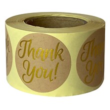 Great Papers! Foil Thank You Stickers on Kraft Paper, 1.57, 250 per roll (24261429)