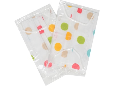 WeCare Fun Individually Wrapped Disposable Face Masks, 3-Ply, Kids, Assorted Colors, 50/Box (WMN100062)