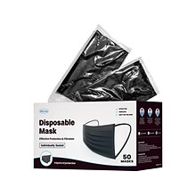 WeCare Disposable Face Mask, 3-Ply, Adult, Black, 50/Box (WMN100006)