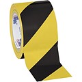 Tape Logic 3 x 36 yds. Striped Vinyl Safety Tape, Black/Yellow, 3/Pack (T93363PKBY)