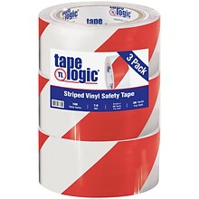 Tape Logic 2 x 36 yds. Striped Vinyl Safety Tape, Red/White, 3/Pack (T92363PKRW)