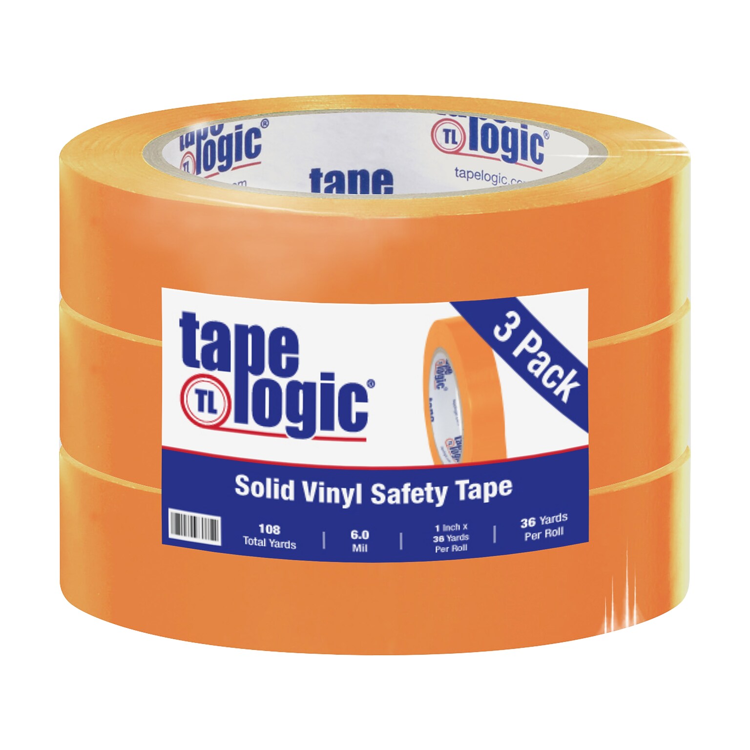 Tape Logic 1 x 36 yds. Solid Vinyl Safety Tape, Orange,  3/Pack (T91363PKO)