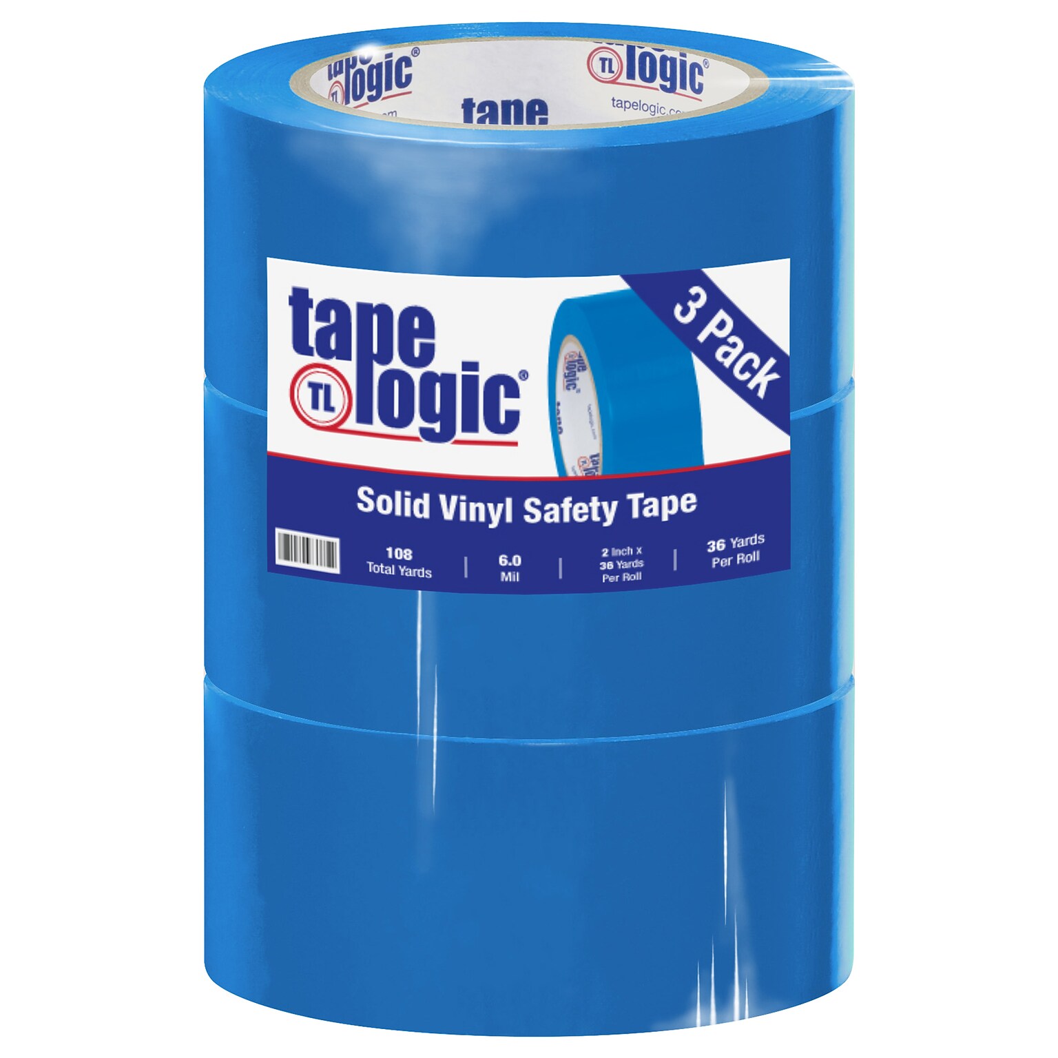 Tape Logic 2 x 36 yds. Solid Vinyl Safety Tape, Blue,  3/Pack (T92363PKB)