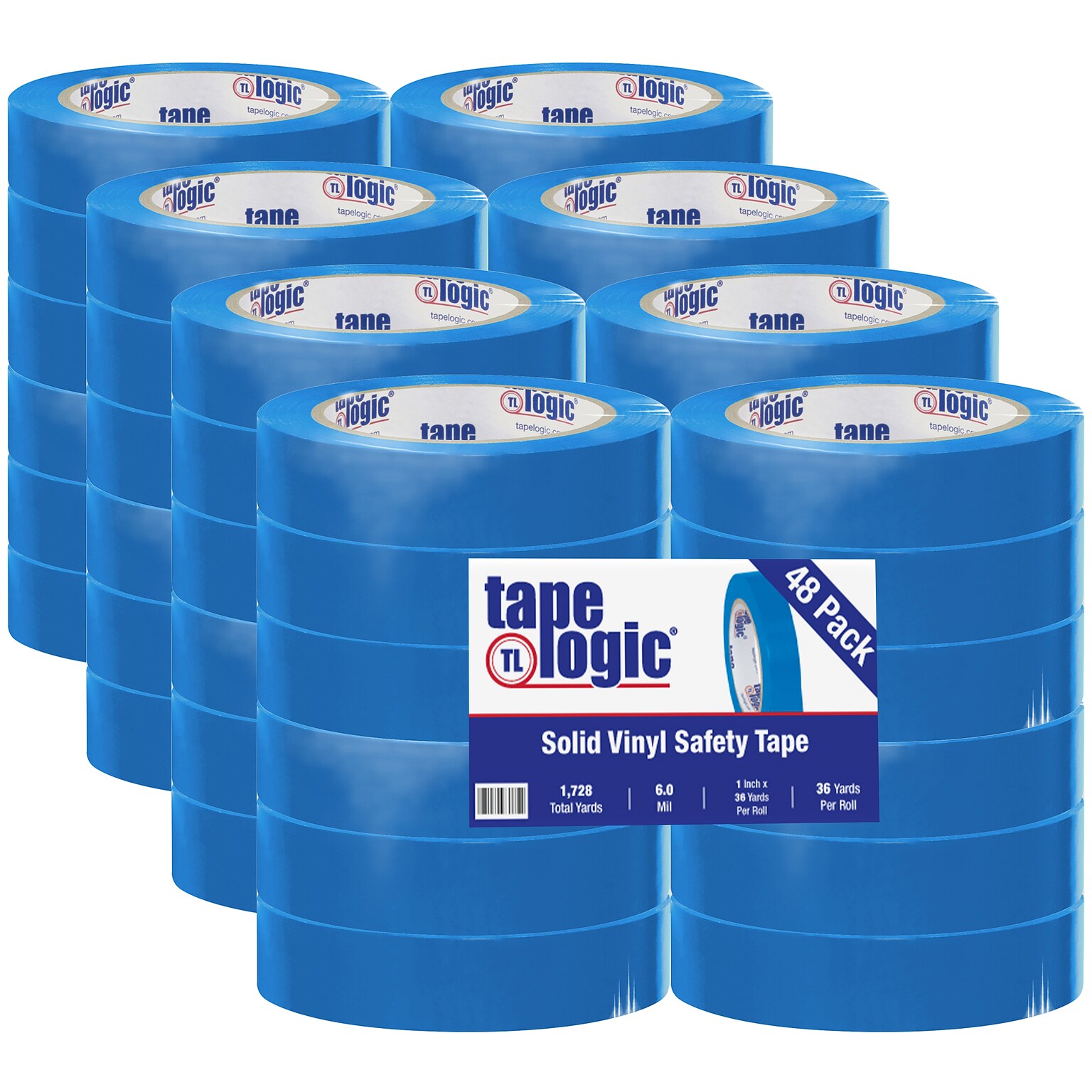 Tape Logic 1 x 36 yds. Solid Vinyl Safety Tape, Blue, 48/Case (T9136B)
