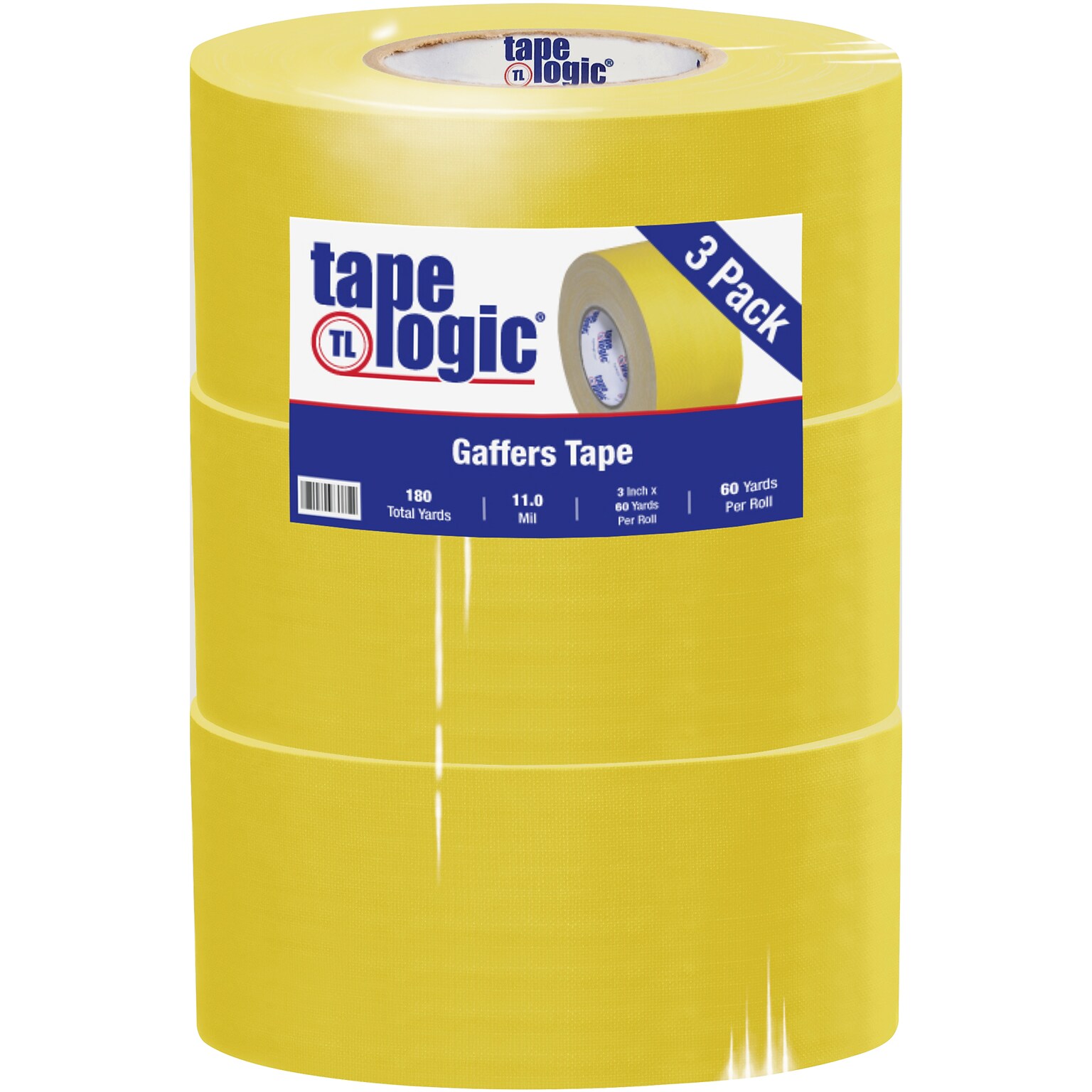 Tape Logic 3 x 60 yds. x 11 mil Gaffers Tape,  Yellow,  3/Pk