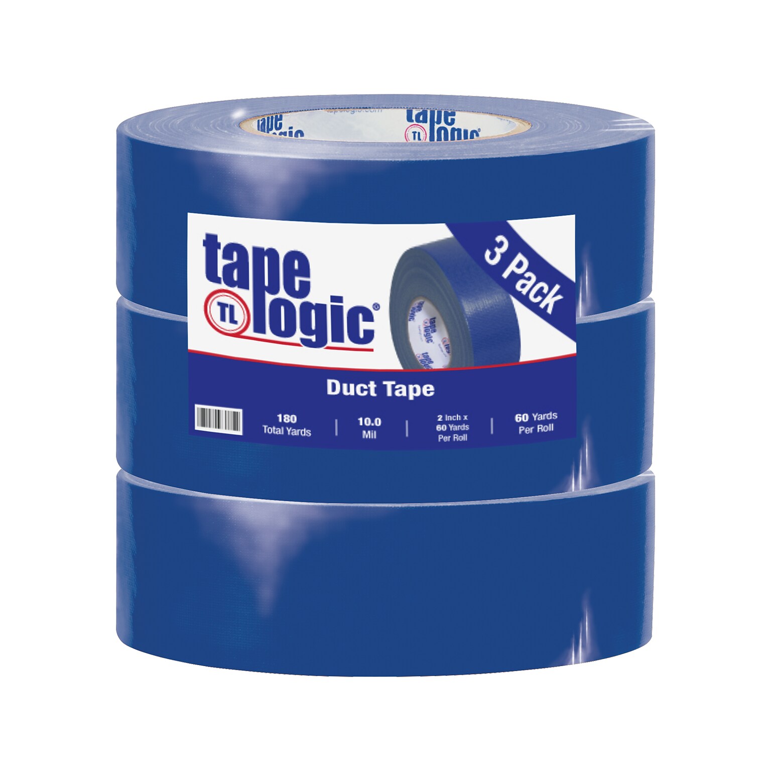 Tape Logic® Duct Tape, 10 Mil, 2 x 60 yds., Blue, 3/Case (T987100BLU3P)