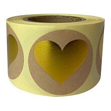 Great Papers! Heart Stickers, Gold/Kraft, 250/Roll (2020154)
