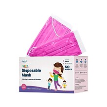 WeCare Disposable Face Mask, 3-Ply, Kids, Hot Pink, 50/Box (WMN100011)