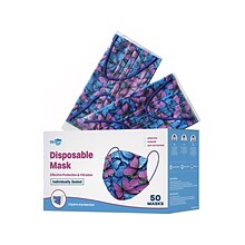 WeCare Individually Wrapped Disposable Face Mask, 3-Ply, Adult, Butterfly, 50/Box (WMN100074)