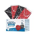 WeCare Individually Wrapped Disposable Face Masks, 3-Ply, Adult, Red Bandana/Black Bandana, 50/Box (