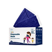 WeCare Disposable Face Mask, 3-Ply, Kids, Navy, 50/Box (WMN100030)