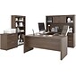 Bestar Logan 66" U-Shaped Executive Desk with Hutch, Lateral File Cabinet, and Bookcase, Antigua (46851-52)