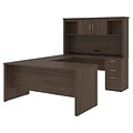 Bestar Logan 66 U-Shaped Desk with Hutch, Brown (46410-52)