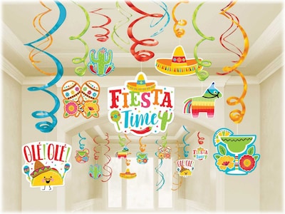 Amscan Fiesta Mega Value Pack Party Hanging Swirl Decoration Kit, Assorted Colors (670860)