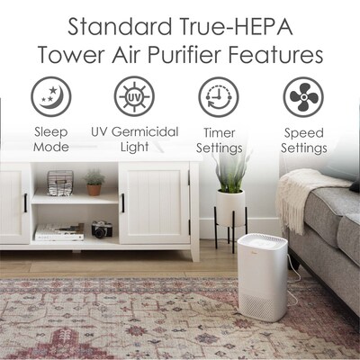 Crane True HEPA Tower Air Purifier, White (EE-5067)
