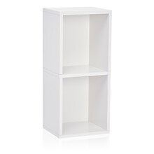 Way Basics 30.2H 2 Shelf Narrow Bookcase Modern Eco Storage Shelf, White (BS285340770WE)
