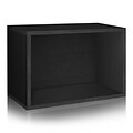 Way Basics 22.8 W Modern Stackable Eco Rectangle Storage Shelf, Black Wood Grain (BS285580390BK)