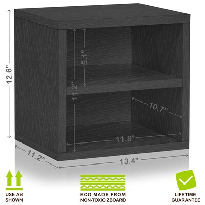 Way Basics 12.6"H x 13.4"W Modular Connect Cube with Shelf Eco Storage System, Black Wood Grain (C-SCUBE-BK)