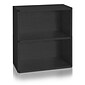 Way Basics 24.7"H Webster 2-Shelf Bookcase Organizer and Modern Eco Storage Shelf Unit, Black Wood Grain (WB-2SHELF-BK)