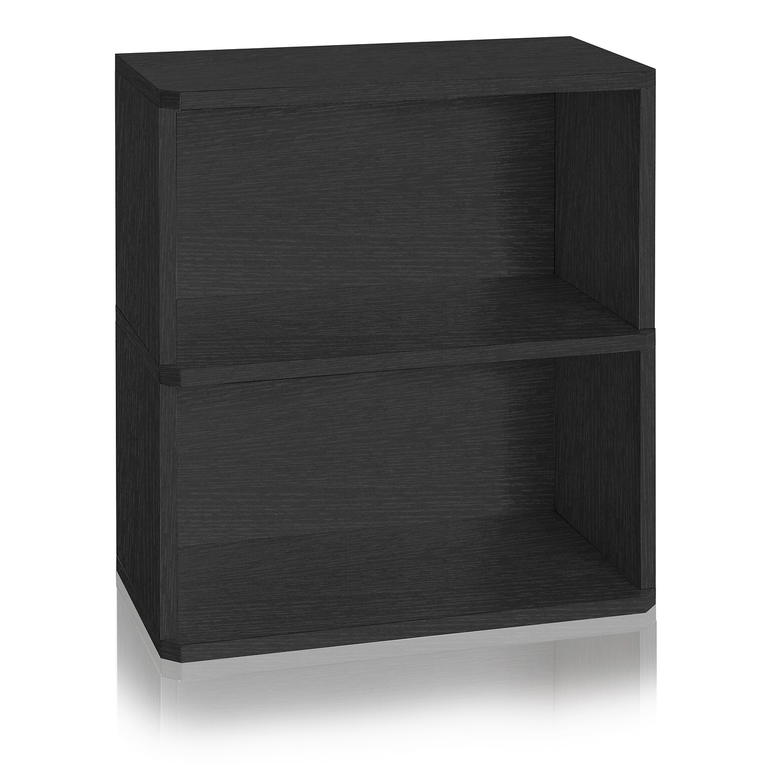 Way Basics 24.7H Webster 2-Shelf Bookcase Organizer and Modern Eco Storage Shelf Unit, Black Wood Grain (WB-2SHELF-BK)