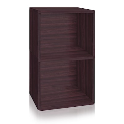 Way Basics 29.1"H Record Storage Cube and LP Record Album Modern Eco Shelf, Espresso Wood Grain (WB-2LP-EO)