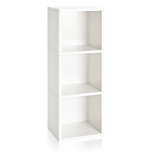 Way Basics 36.8H Wynwood 3-Cube Narrow Bookcase Organizer and Modern Eco Storage Shelf Unit, White