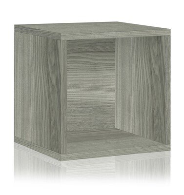 Way Basics 15"H Large Eco Modern Stackable Storage Cube, Gray Wood Grain (BS-SCUBE-GY)