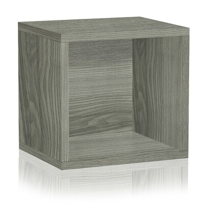 Way Basics 12.6H x 13.4W Stackable Modular Connect Open Cube Modern Eco Storage System, Gray Wood