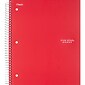 Five Star 3-Subject Wirebound Notebook, 8-1/2" x 11", College Ruled, 150 Sheets, Red (72065)