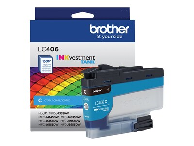 Brother INKvestment Tank LC406 Cyan Standard Yield Ink Cartridge, Prints Up to 1,500 Pages (LC406CS)