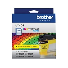 Brother LC406 Yellow Standard Yield Ink Cartridge, Prints Up to 1,500 Pages (LC406YS)