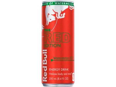 Red Bull The Red Edition Watermelon Energy Drink, 8.4 Fl. Oz., 24 Cans/Carton (RB230365)