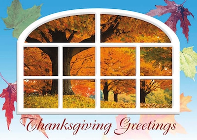 Fall Thanksgiving Seasonal Greetings Cards, With A7 Envelopes, 7 x 5, 25 Cards per Set