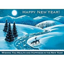 Happy New Year Wishing You Health and Happiness Greetings Cards, With A7 Envelopes, 7 x 5, 25 Card