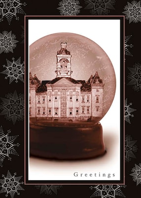 Snow Globe Castle and Snowflakes Seaonsal Greetings Cards, With A7 Envelopes, 7 x 5, 25 Cards per