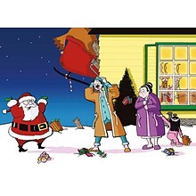 Cartoon Santa Crashed Sleigh Humerous Christmas Greeting Cards, With A7 Envelopes, 7 x 5, 25 Cards