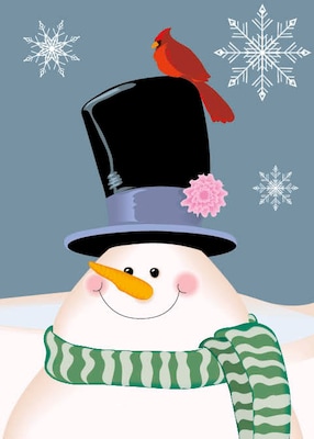 Snowman With Cardinal On Hat Holiday Greeting Cards, With A7 Envelopes, 7 x 5, 25 Cards per Set