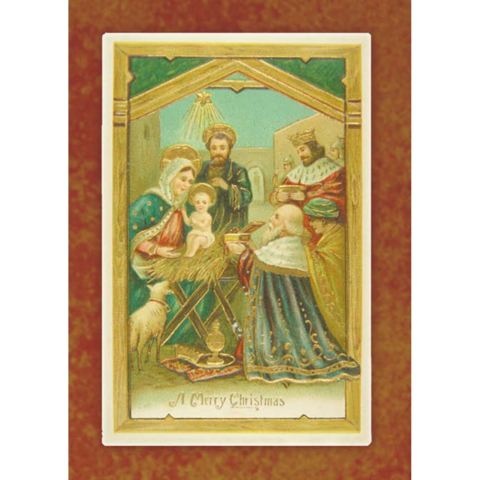 Vintage Greetings A Merry Christmas Holiday Greeting Cards, With A7 Envelopes, 7 x 5, 25 Cards per Set
