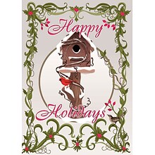 Happy Holidays Cardinal And Bird House Holiday Greeting Cards, With A7 Envelopes, 7 x 5, 25 Cards