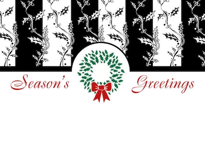 Seasons Greetings Wreath Holiday Greeting Cards, With A7 Envelopes, 7 x 5, 25 Cards per Set
