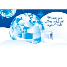 Wishing You Hope And Light In Your World Earth Igloo Holiday Greeting Cards, With A7 Envelopes, 7 x