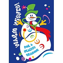Warm Wishes For A Healthy Season Snowman Holiday Greeting Cards, With A7 Envelopes, 7 x 5, 25 Card