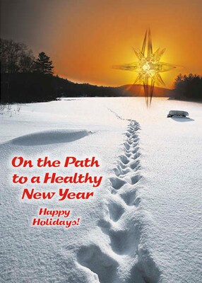 On The Path To A Healthy New Year Holiday Greeting Cards, With A7 Envelopes, 7 x 5, 25 Cards per S